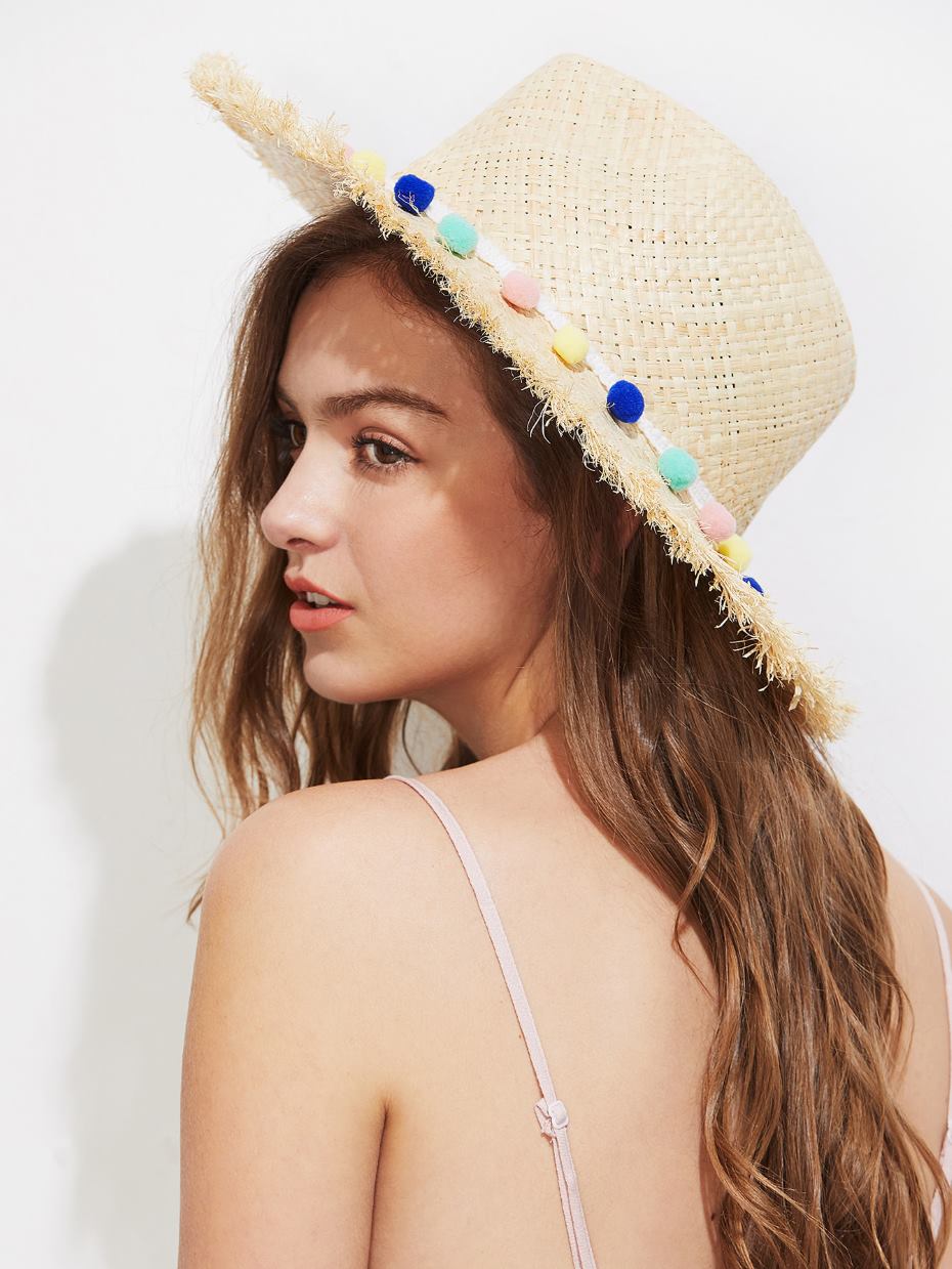 Cappello paglia con pon pon - Carolina Milani Image Consultant